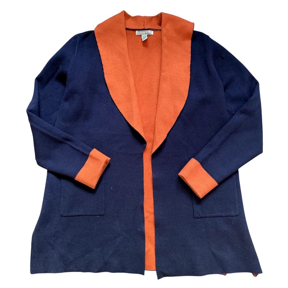 Chunky Knit Navy Cardigan Boho MCM Cozy Heritage Scandi Small Oversized Capsule‎